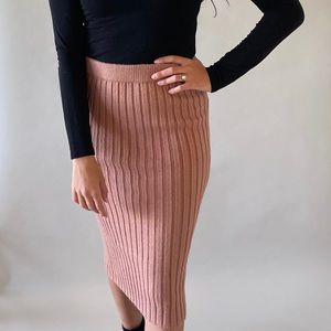 Ribbed Knit Midi Skirt